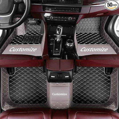 Custom Car Floor Mats for 99.99% Sedan SUV Sports Car Men Women Protection Full Coverage Pads Anti-Slip Leather Floor Lining All Weather Car Floor Mats (Edge Gray, Black, Beige)