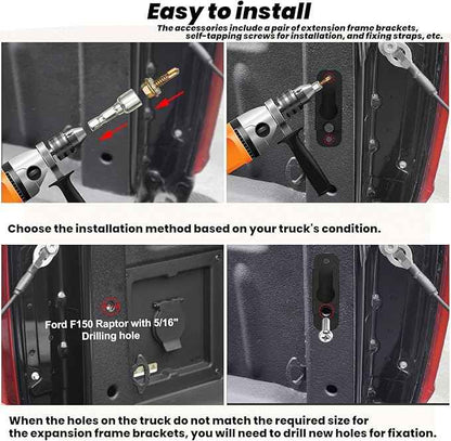 Truck Bed Extender,Aluminum Bilateral Retractable Tailgate Extender,52"-62.6"|23"–26.7"|H18,Fits for Ford F150,Titan,ToyotaTundra,ChevySilverado,GMC Sierra,Ram 1500/2500/3500,with Pair of Brackets