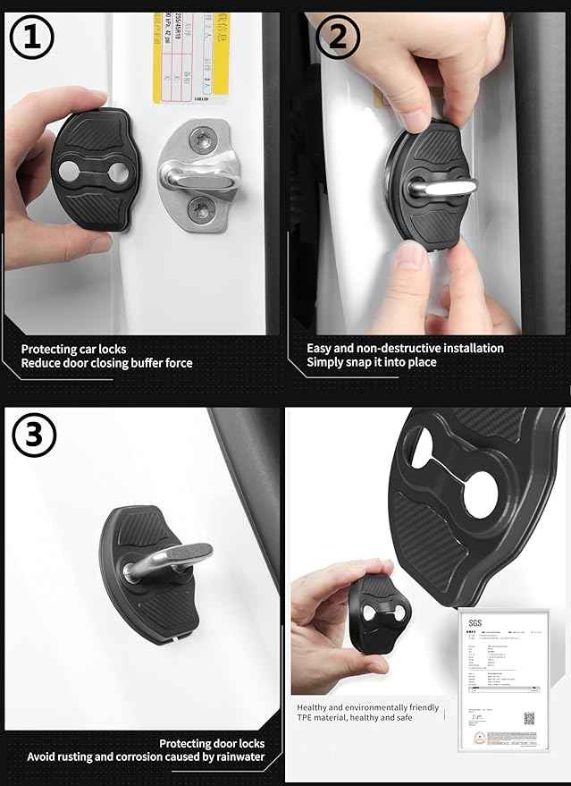 LUCKEASY for Tesla Model Y Juniper 2025 2026/Tesla Model 3 2024 2025 2026 Car Door Lock Cover Door Lock Latch Protector Door Edge Guard Door Entry Guard Black TPE