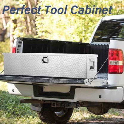 48" Aluminum Truck Bed Tool Box, Heavy Duty Diamond Plate Trailer Tool Box with Side Handle & Lock Keys, Tool Storage Organizer Chest for Pick Up,Truck Bed,ATV,RV Trailer