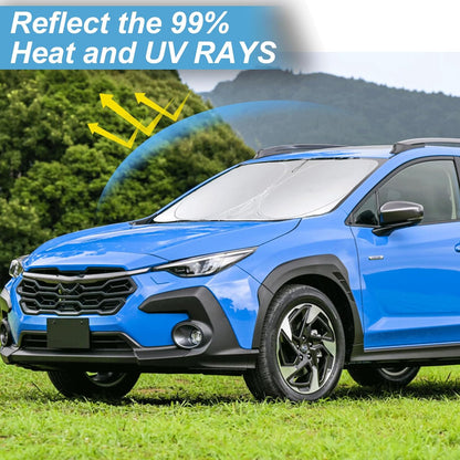 Custom Fit 2025 2026 Crosstrek Wagon Sunshade for 2024 2023 2022 2021 2020 2019 2018 Subaru Crosstrek Wagon Accessories Front Window Sun Shade Shield Cover for Windshield Foldable Sun Visor Protector
