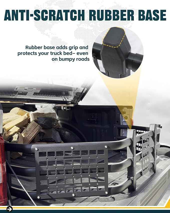 Truck Bed Extender for Ranger 2011-2025, Tailgate Mount Cargo Extension with MOLLE Panel and Flag Pole Mount, Fold-in/Fold-Out Pickup Storage