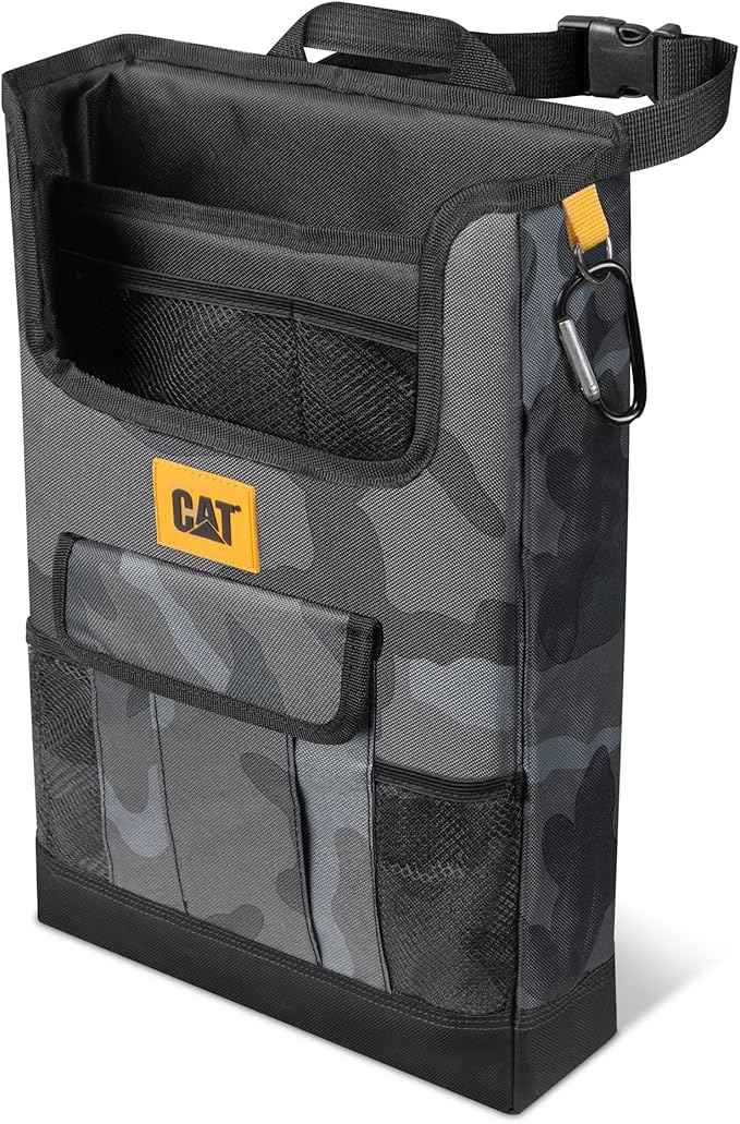 CAT® Car Seat Organizer for Cars Trucks SUVs, Removable Portable On-The-Go, Securely Attaches to Front or Rear Seats, Adjustable Straps, Car Accessories Compact Caddy for Travel Driving - Urban Camo