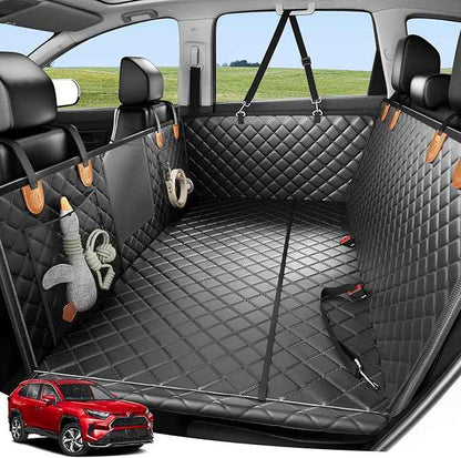 Zanch Heavy-Duty Dog Car Seat Cover, Flat Solid Back Seat Extender for Multi Large Dogs, Hard-Base Supports 450 lb, Waterproof Scratchproof Hammock Protector, Standard for Cars, SUV, Trucks, Orange