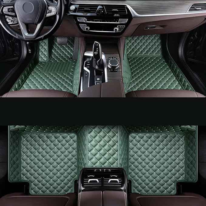 Car Floor Mat Fit 99% Sedans Sports Cars Luxury Custom Car Mats for SUV Women Leather Automotive Floor Mats All Weather Car Mats Diamond Floor Mats for Trucks (3D Luxury Green)