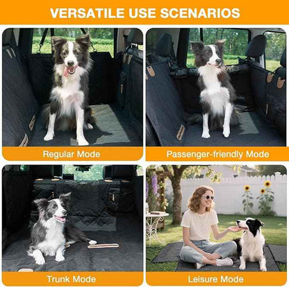 Dog Car Seat Cover, Hard-Bottom Back Seat Extender for Pets, Waterproof Nonslip Hammock for Car, Backseat Dog Bed for Cars SUVs Trucks, Car Seat Protector, Universal Fit 52 x 25 in, Black