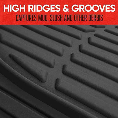 Motor Trend -2 Piece Front Car Floor Mats- Black FlexTough Contour Liners-Deep Dish Heavy Duty Rubber Floor Mats for Car SUV Truck & Van-All Weather Protection, Universal Trim to Fit