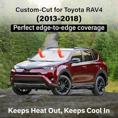 EcoNour Windshield Sun Shade Compatible for Toyota RAV4 2013–2018 | SUV Front Window Sunshade | Foldable 4-Layer Sun Visor Protector | Blocks UV Rays & Reduces Interior Heat