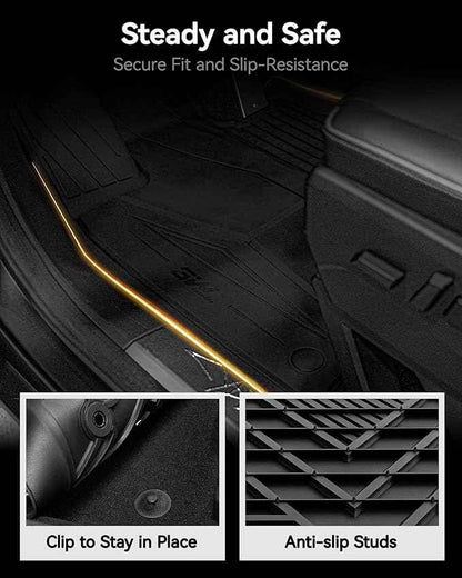 3W Tesla Cybertruck Pickup Trunk Mat Set 2023 2024 2025,TPE All Weather Custom Fit Pickup Frunk Mat Cargo Liner Set, Black