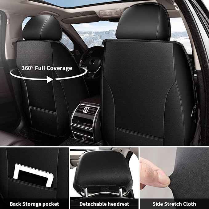 Full Set Seat Covers for Hyundai Elantra 2017-2025 2026: Waterproof Auto Seat Cover,Vehicle Interior Accessories,Easy to Install Faux Leather Seat Protectors (5 Seats,Black)
