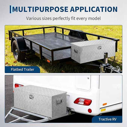 Truck Bed Tool Box Aluminum with Lock and Keys, 36x15x15 Inch, Weatherproof Storage Chest Organizer, Side Handles, Gas Strut Lid, Large Capacity Heavy Duty Steel Metal Tool Box for Pickup, Trailer, RV