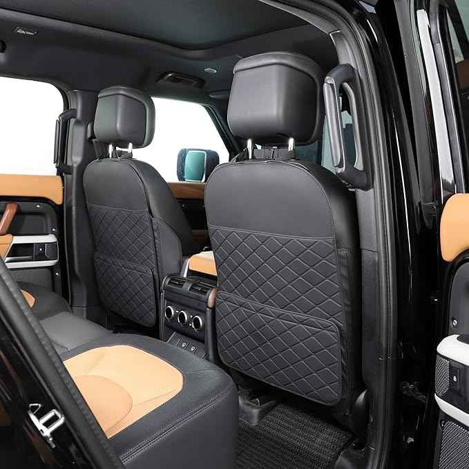 Seat Back Protector + Large Capacity Pocket Storage Organizer,Preventing the Impact of Children Stepping on the Seat Backrest (Black)