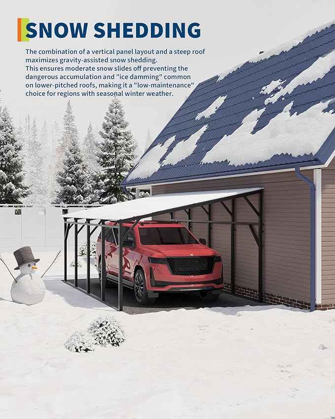 Garvee 12x20 ft Lean-to Metal Carport, Vertical Roof Wall-Mounted Car Port with 11.5° Slope, Heavy-Duty 19-Ga. Steel Frame, 107" to 78" Height Clearance for SUV & Pickup