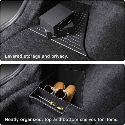 2PCS for Tesla Model 3 Highland 2024 2025 Trunk Organizer Trunk Storage Bins with Lid TPE Waterproof Trunk Storage Box for Model 3 highland Interior Accessories