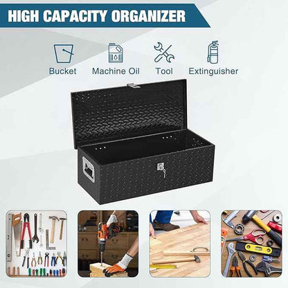 30" Heavy Duty Aluminum Tool Box Pick Up Truck Bed RV Trailer Toolbox Waterproof Square Storage Organizer with Side Handle, Lock with Keys -30"x 13"x 10"