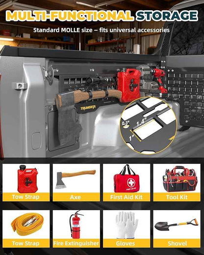 Aluminum Side Bed MOLLE Panel Fit for 2022–2026 Ford Maverick, No-Drill Installation, Heavy-Duty Truck Bed Organizer Rack System for Tools Gear Accessories