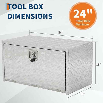 Heavy Duty Aluminum Diamond Plate Tool Box Chest Box Pick Up Truck Bed RV Trailer Toolbox Storage Lockable Organizer with Lock Keys