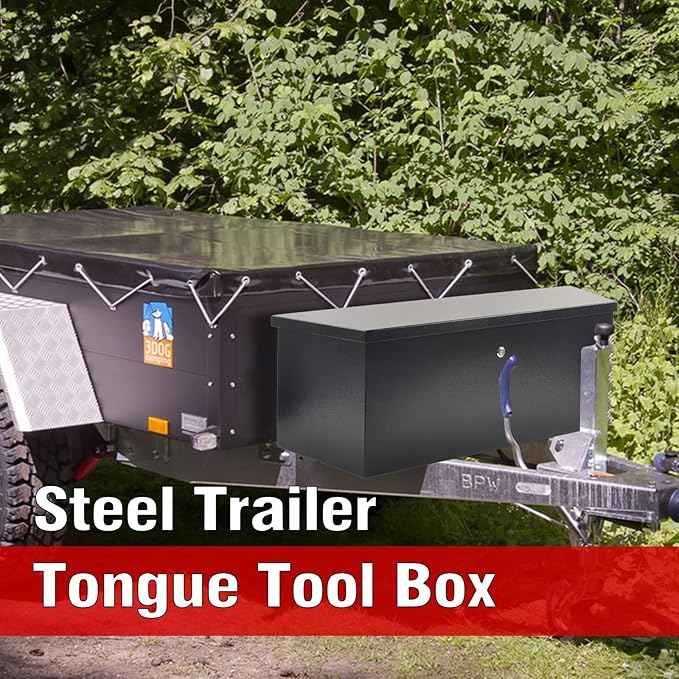 Black Steel Trailer Tongue Truck Box for Trucks Trailers RV ATV Pickup Trucks Flatbeds - 35 x 12.2 x 11.8 Inch