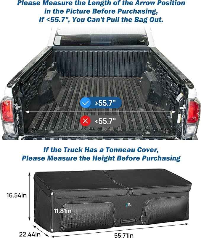JOYTUTUS Truck Bed Cargo Box Organizer for Pickup, Truck Bed Cargo Bag, Storage Organizer Carrier Accessories for Groceries, Golf, Easily Slide in and Out, Easy Access