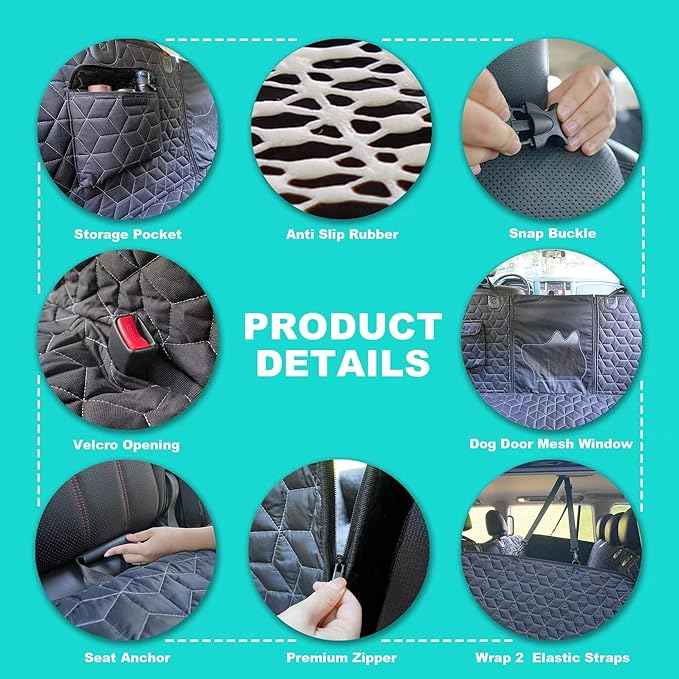 Dog Seat Covers for Back Seat,Pet Hammock for Cars, Waterproof Backseat Cover for Dogs in Car, Heavy Durable Car Hammock for SUV with Mesh Window, Non Slip Dog Car Seat Covers for Small SUV,RAV4,CRV