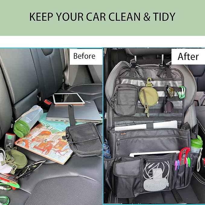 Car Front Seat Organizer for Law Enforcement – Portable Passenger Seat Storage with Laptop & Tablet Holder, Stabilizing Straps, and Car Office Organizer for Trucks, Black