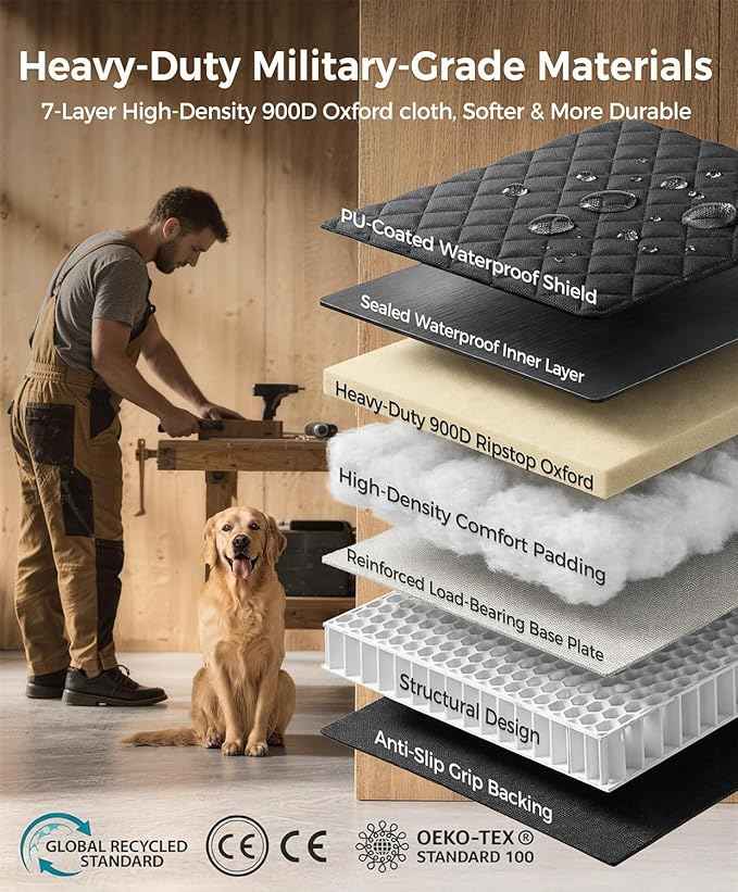 Doglike UNBREAK Armor Dog Car Seat Cover for Back Seat [NO.1 Military-Grade Reinforced Protection], 500LB Ultra-Support Armor Hard Bottom, Waterproof Pet Carseat Dog Hammock for Cars/SUV/Truck XL Size