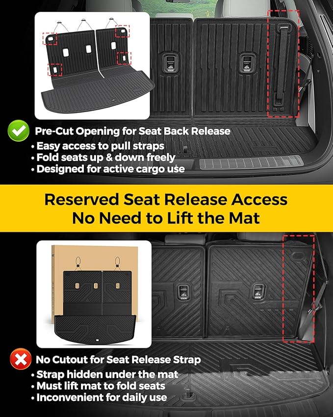 DiffCar® Cargo Mat for Hyundai Palisade 2026 (Fit 7/8 Seats), All Weather TPE Car Accessories Interior for Palisade 2026 Trunk Liner with Backrest Mat (Hybrid & Gas), Back Seat Cover Protector