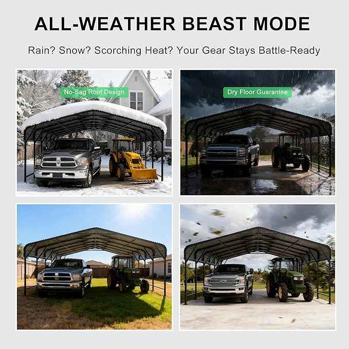 20x30 FT Heavy-Duty Metal Carport, Outdoor Galvanized Steel Shelter for Pickup Trucks, Motorcycles,Boats, Cars & Tractors