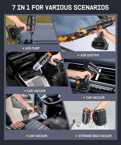 Car Vacuum Portable Cordless,High Power Suction & Blower, Wireless Handheld Vacuum Cleaner for Car, Home, Office, Pet(Shine Black)