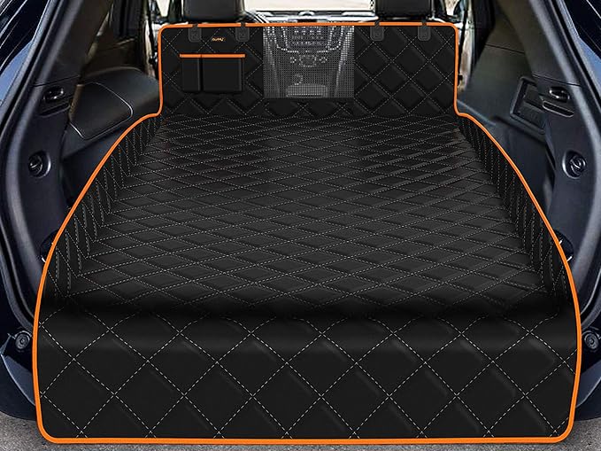 iBuddy Dog Cargo Liner for Large SUV, Waterproof Dog Cargo Cover with Bumper Flap Protection Durable Car Trunk Mat for Pets Keep Your Vehicle Trunk Clean Universal Fit X-Lager SUV Car Seat Cover