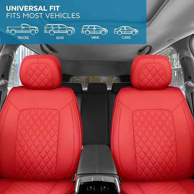 Prestige Edition Napa Leather Seat Covers Full Set – Red Car Seat Covers Front Seats and Back Car Seat Protector, Waterproof and Universal Fit for Most Small to Medium Autos, Trucks & SUVs