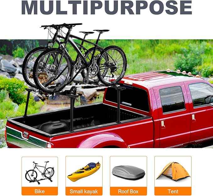 Truck Ladder Rack, Universal Aluminum Truck Bed Rack for Pickup,Adjustable Length 70-79 in,Height 28In,Real 800LB Capacity Truck Bed Rack Set for Kayak, Surfboard, Lumber, Ladder