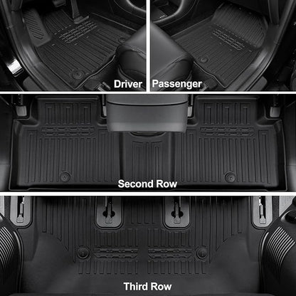 Floor Mats for 2026 Hyundai Palisade 7/8 Seat (Only Gas), All Weather TPE Black Cargo Mat with 3rd Seat Back Cover and Lower Trunk Mat for 2026 Hyundai Palisade Calligraphy Accessories