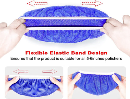 5 to 6 Inch Car Polisher Pad Bonnet, 15Pcs Car Polishing Bonnet Buffing Pads, 10*Microfiber+5*Woollen