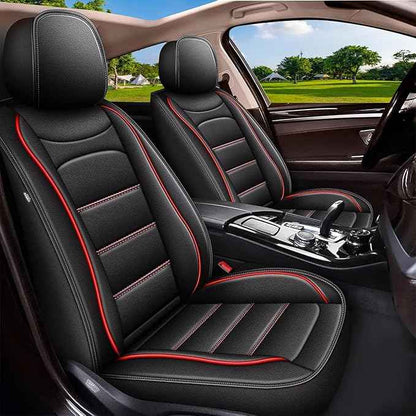 Car Seat Covers Fit for Chevy Equinox 2011-2024 2025 2026: Full Set Luxury Leather Automotive Seat Covers, Car Seat Protector(5 Seats, Black&Redline)