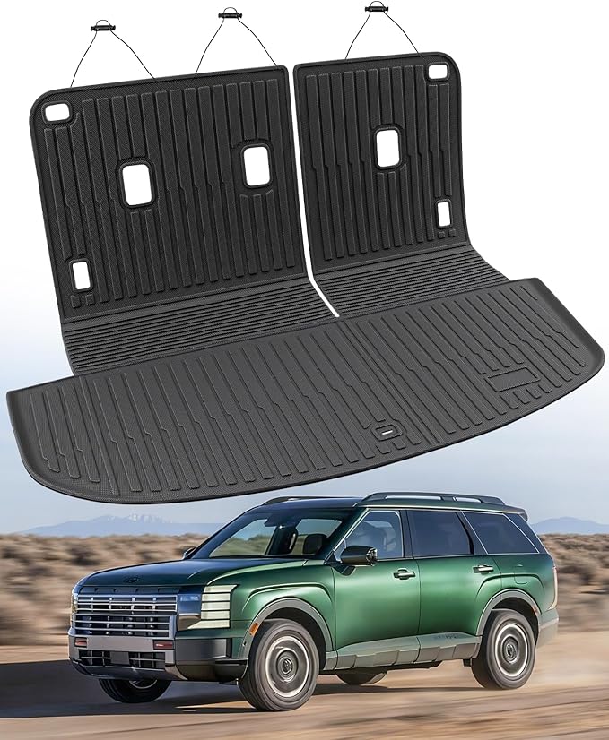 DiffCar® Cargo Mat for Hyundai Palisade 2026 (Fit 7/8 Seats), All Weather TPE Car Accessories Interior for Palisade 2026 Trunk Liner with Backrest Mat (Hybrid & Gas), Back Seat Cover Protector