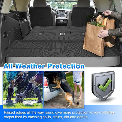 Floor Mats for 2015-2020 Chevy/Chevrolet Suburban & GMC Yukon XL 7 Seats, All Weather Cargo Liner for Suburban Accessories, Heavy Duty TPE Cargo Mats, Car Accessories