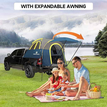 Umbrauto Truck Bed Tent with Awning: 5.5'-5.8' PU3000mm Waterproof Pickup Truck Tents, Easy Set-up for 2 Person, Fits Full Size Short Bed, Chevy, Dodge, Ford, GMC, Blue