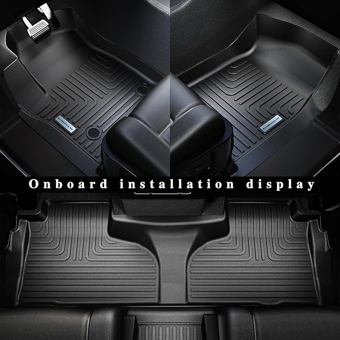 Floor Mats for Ford F-150 2015-2025 SuperCrew & 2022-2025 F-150 Lightning (No Fold Flat Storage) - Front & Rear 3PCS, 1st & 2nd Row Black