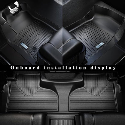 Floor Mats for Ford F-150 2015-2025 SuperCrew & 2022-2025 F-150 Lightning (No Fold Flat Storage) - Front & Rear 3PCS, 1st & 2nd Row Black
