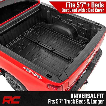 Rough Country Slide-Out Truck Bed Cargo Tray - Long Bed Organizer for 5'7"+ Beds, Heavy-Duty Polyethylene, UV-Protected, Easy Tailgate Access