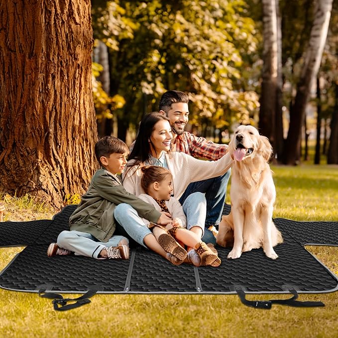 Mancro Back Seat Pet Cover for Dogs, Dog Hammock for Truck with Zipper Side Flap, Waterproof Covers for Full Size Crew Cab Trucks with Fold Up Seats, Fit for Ford F150, Dark Black, X-Large