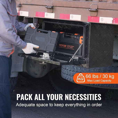VEVOR Underbody Truck Box, 24" x 12" x 14" Pickup Storage Box, Heavy Duty Aluminum Diamond Plate Tool Box with Lock and Keys, Waterproof Trailer Storage Box with T-Handle Latch for Truck, Van, Trailer