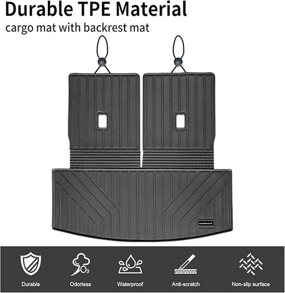Cargo Liner for 2025 Ford Expedition Max & Lincoln Navigator L - All - Weather Back Seat Cover and Trunk Cargo Mat, Expedition Accessories (Backrest + Trunk Mat, Max/L Only)