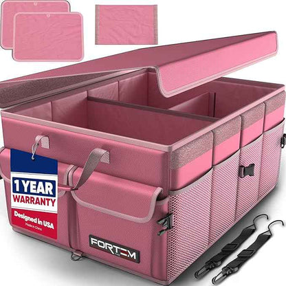FORTEM Trunk Organizer For SUV Car Trunk Organizer, Foldable Storage, Car Accessories for Women Men, Collapsible Bag, Perfect Christmas Gifts, 600D Oxford, Non Slip Bottom, Straps, Soft Cover (65L)