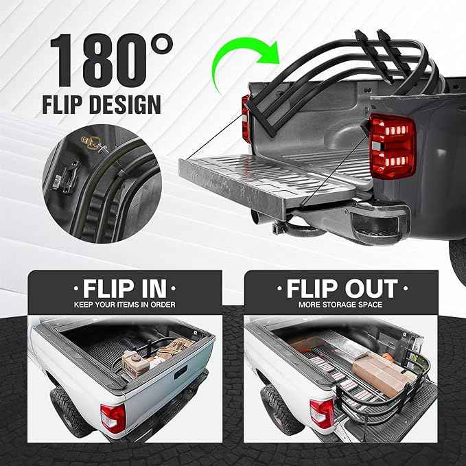 Truck Bed Extender, Aluminum Retractable Tailgate Extender, 59"-69" Adjustable Length, Drill Required, Fits for Chevy Silverado & GMC Sierra, Ford F-Series, Dodge Ram, Tundra, Nissan Titan