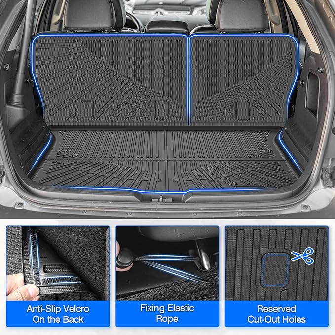 Floor Mats for Ford Edge 2007-2014 & Lincoln MKX 2007-2015, All Weather Cargo Liner for Edge Accessories, Heavy Duty TPE Cargo Mats, Car Accessories