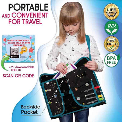 Car Seat Tray for Toddler - Waterproof Carseat Table Top - Kids Travel Tray - Travel and Road Trip Essentials Kids - Lap Desk with Storage -Baby Airplane Travel Accessories (Black)