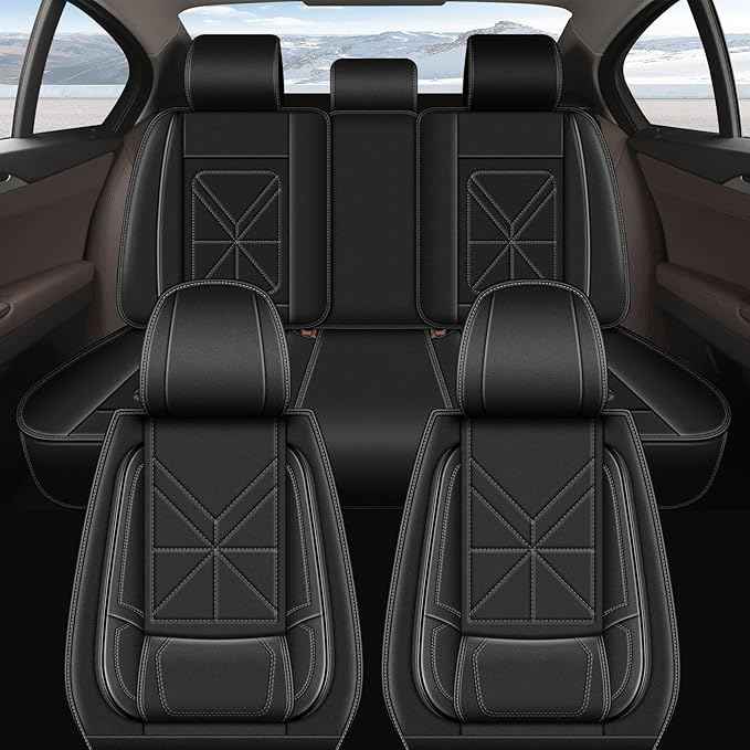 Car Seat Covers Full Set Fit for Chevy Equinox 2011-2024 2025 2026: 5 Seat Auto Interior Accessories, Waterproof Faux Leather Vehical Car Seat Cushions Cover Black