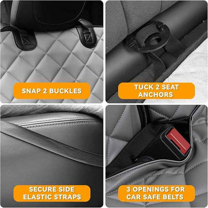 Dog Truck Seat Cover for Back Seat,Waterproof Back Seat Cover for Truck,Heavy-Duty Scratchproof Pu Leather Bench Seat Covers for Trucks Ford F-Series/Chevrolet Silverado/Ram/Jeeps (Grey, X-Large)